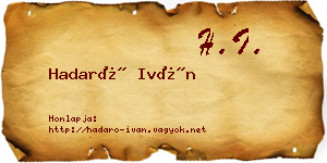 Hadaró Iván névjegykártya